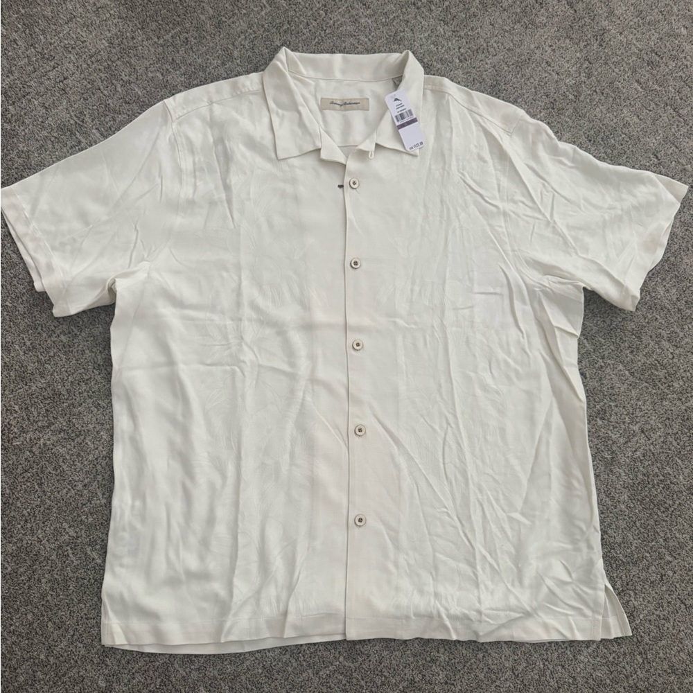 Men's SILK Tommy Bahama NWT Short-Sleeve Button-Up Shirt Off-White XXL/TTG